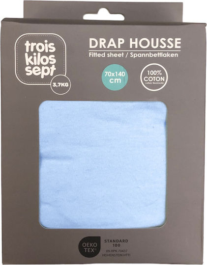 Trois Kilos Sept Baby Bettlaken Hellblau 70x140cm