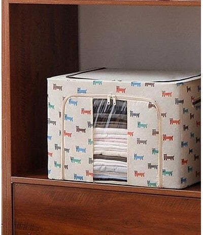 Fabric Storage Box with Lid Beige 40x30x20cm 1pcs