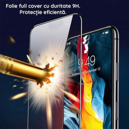 0.3mm Adeziv Complet Sticlă călită pe toată fața 1buc Negru (Moto E20)