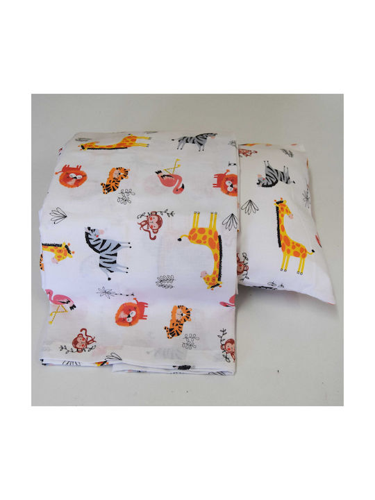 Decocraft Safari Baby Sheets Set Crib Cotton Multicolored 75x110cm 2pcs