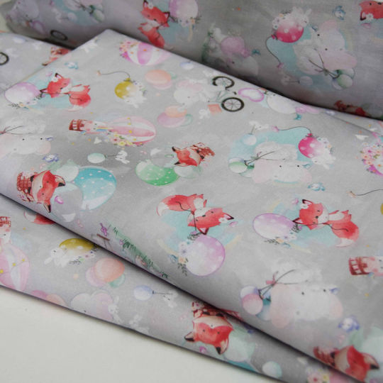 Decocraft Animal Fox Комплект Бебешки Чаршафи За Количка Памучни Сив 120x170бр 3бр