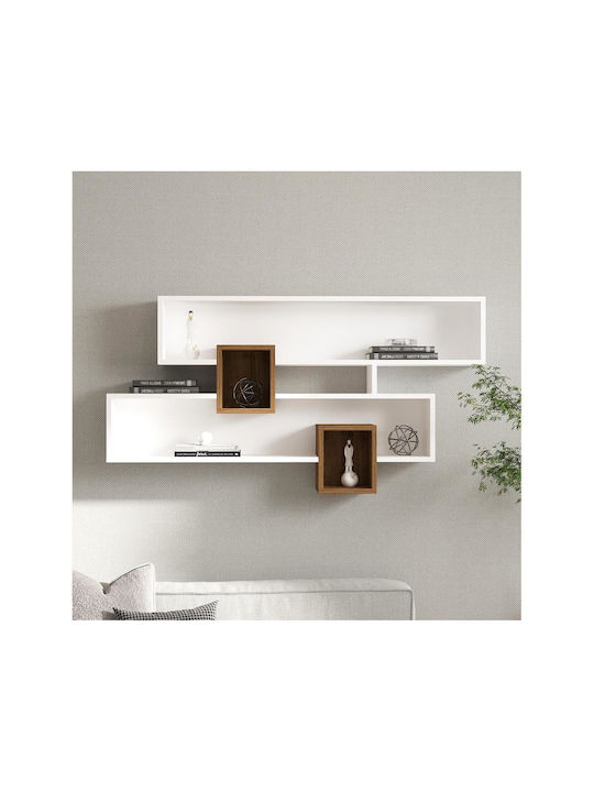 Shelf Wall Karen White / Walnut 120x22x77cm