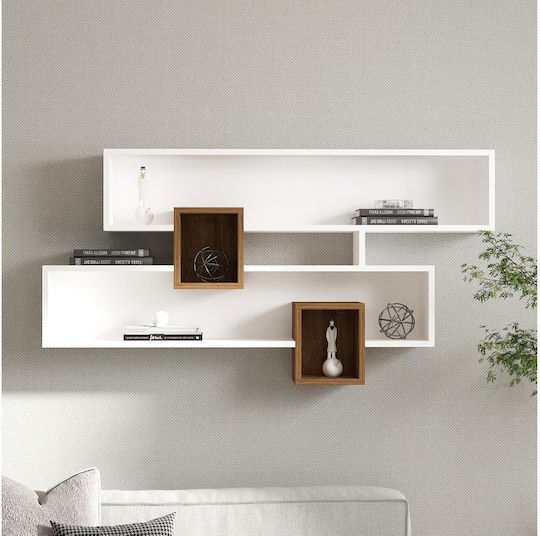 Ράφι Karen Λευκό / Καρυδί 120x22x77εκ.