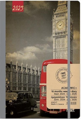 Next Academic+ Diary 9 2024-12 2025 Gallery Weekly Flexi 14x21cm Big Ben