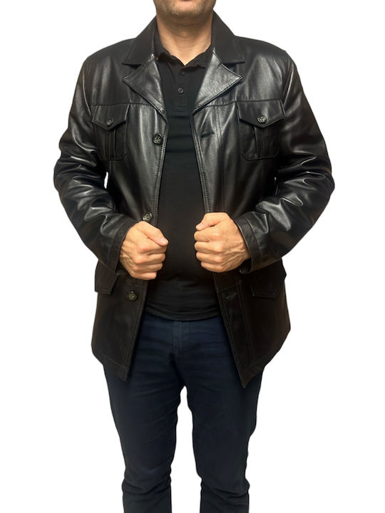 MARKOS LEATHER Herren Jacke Leder Schwarz