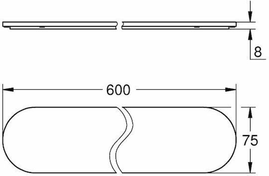 Wall Shelf Selection Transparent 60x7.5x0.8cm