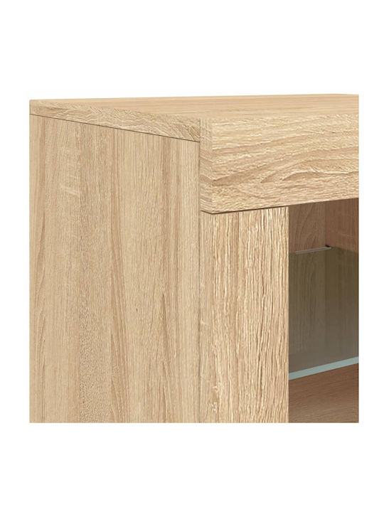 Living Room Display Cabinet made of Particle Board with Lighting Sonoma Oak 60.5x37x67cm