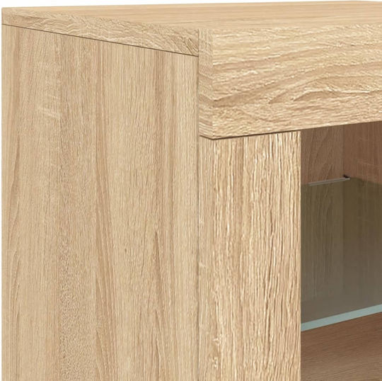 Living Room Display Cabinet made of Particle Board with Lighting Sonoma Oak 60.5x37x67cm