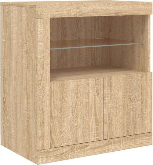 Living Room Display Cabinet made of Particle Board with Lighting Sonoma Oak 60.5x37x67cm