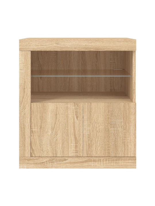 Living Room Display Cabinet made of Particle Board with Lighting Sonoma Oak 60.5x37x67cm
