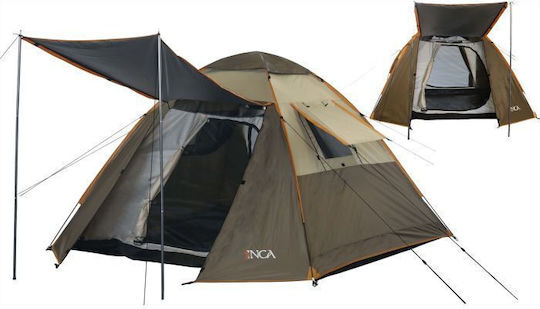Inca Natura Αυτόματη Σκηνή Camping Igloo Καφέ με Διπλό Πανί 3 Εποχών για 4 Άτομα 210x210x150εκ.