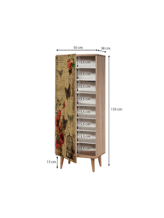 Soho Wooden Shoe Organizer with 8 Shelves Sonoma 50x38x135cm