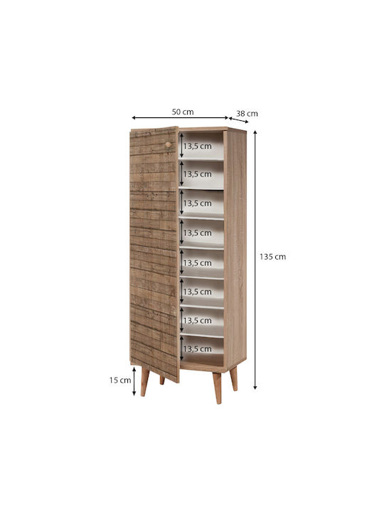 Soho Wooden Shoe Organizer with 8 Shelves Sonoma 50x38x135cm