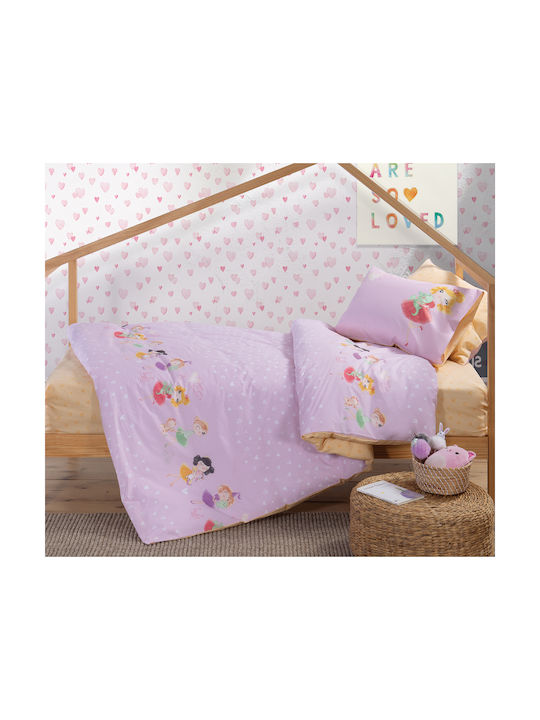 Nef-Nef Homeware Seturi de cearșafuri Single Bumbac Sweet Little Girls Liliac 170x260cm 035087