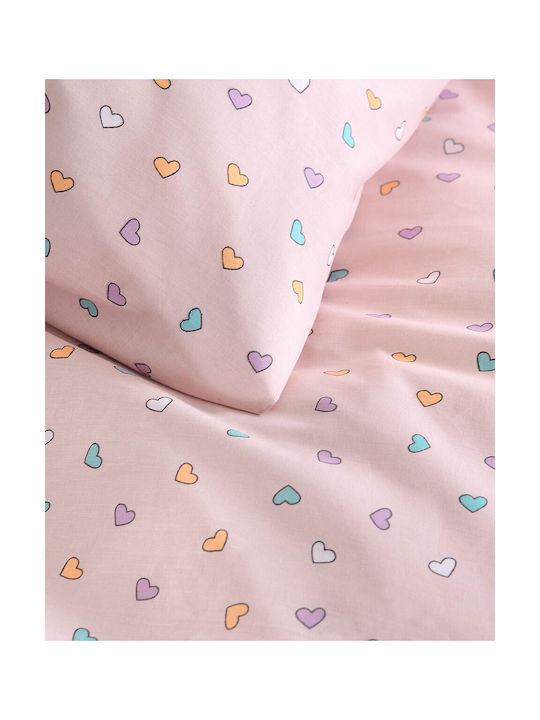 Rythmos Sheet Set Semi-double With Elastic Cotton Tiny Heart Somon 160x260cm 3pcs