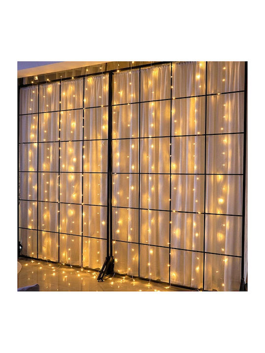60 Светлини LED 1m. x 100бр Топъл бял тип Завеса 1бр