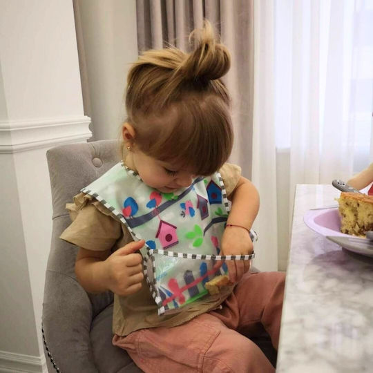Babyono Wasserdicht Lätzchen Stoff mit Bügelverschluss und Schlaufe & Tasche Piglets für 6 m+