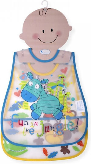 Interbaby Fun in the Jungle & Animals Waterproof Bib Plastic with Hoop & Loop Fastener & Pocket Multicolored 2pcs