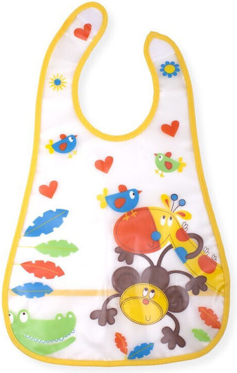 Interbaby Fun in the Jungle & Animals Waterproof Bib Plastic with Hoop & Loop Fastener & Pocket Multicolored 2pcs