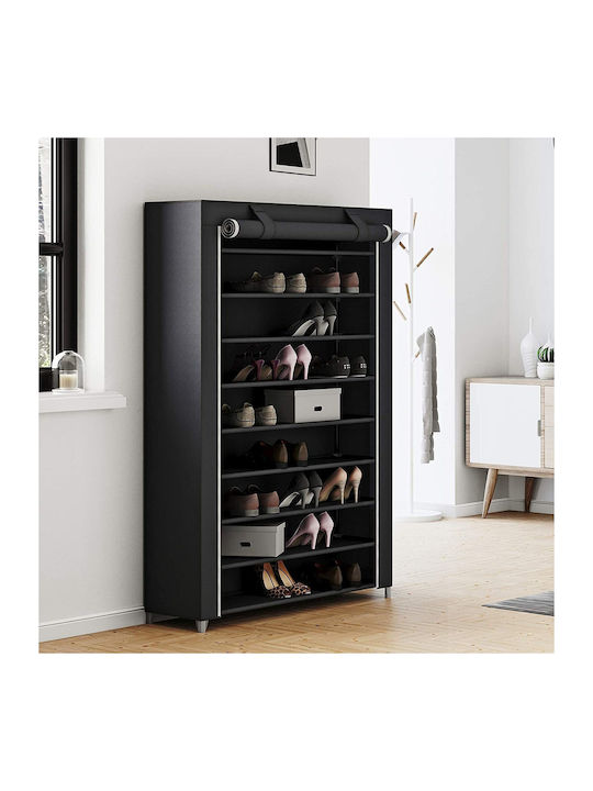Stoff Schuhschrank mit 9 Regalen Schwarz L100xW28xH162cm