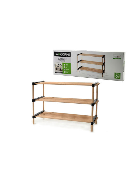Suport pentru pantofi cu 3 Rafturi Bej L76xW28xH52cm