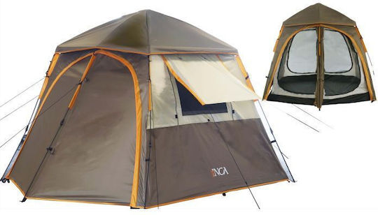 Inca Cabana Αυτόματη Σκηνή Camping Καφέ με Διπλό Πανί 3 Εποχών για 4 Άτομα 280x200x170εκ.