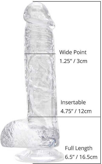 Loving Joy Dildo Realistic Dildo with Scrotum Transparent 16.5cm