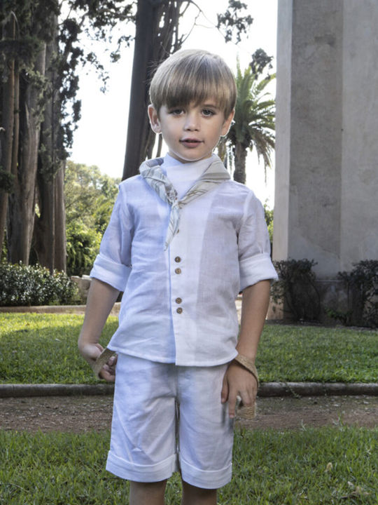 Baby Bloom Boys Linen Baptism Suit 4pcs White