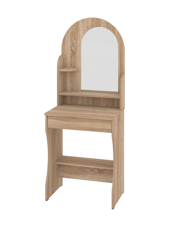 Triomo 6 Wooden Makeup Dressing Table Sonoma with Mirror 60x45x155cm