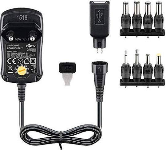 Universal Φορτιστής 3 V 4.5 V 5 V 6 V 7.5 V 9 V 12 V Incl 8 Adapter Plug + Usb