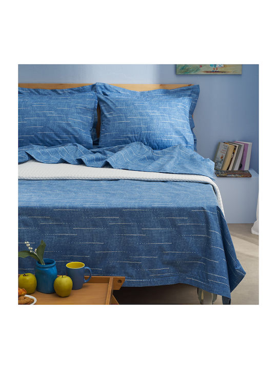 Charalambidis Textiles Κουβερλί Υπέρδιπλο από Βαμβάκι & Πολυεστέρα Μπλε 220x230cm