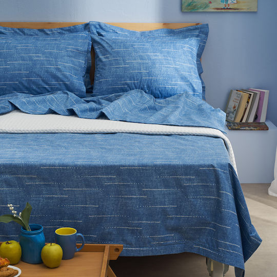 Charalambidis Textiles Покривало Кингсайз от Памук & Полиестер Синьо 220x230см