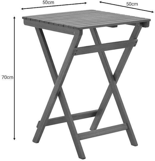 Auxiliary Table for Small Outdoor Spaces Made of Acacia Foldable Lazio Natural Acacia Wood 50x50x70cm