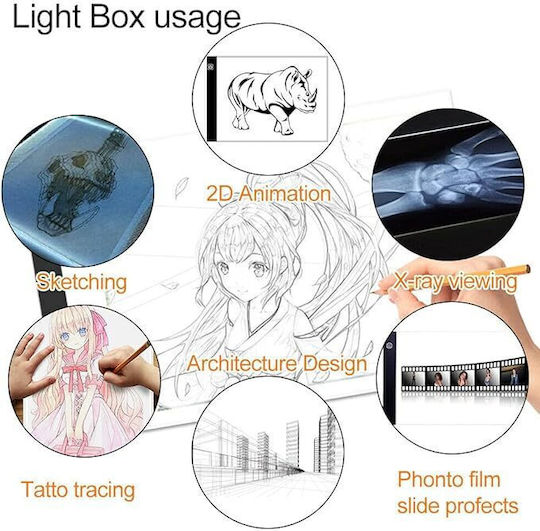 A4 Drawing Board Zola Led Backlight 3 Lighting Levels 1.8w Microusb 23x30.5x0.35 Cm Tran