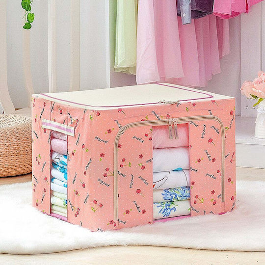 Fabric Storage Box with Lid Pink 40x30x20cm 1pcs