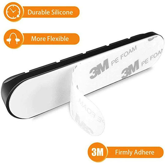 Cable Organizer Flippy Cable Clips Double Adhesive Fixation Silicon 5 Slots Black