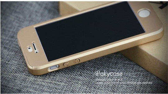 iPaky 360 Full Cover Plastic / Tempered Glass / Silicon 0.3mm Auriu (iPhone 5/5s/SE)