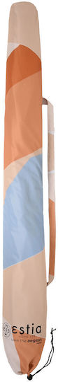 Estia Save the Aegean Folding Beach Umbrella Aluminum Diameter 2m with UV Protection and Air Vent Summer Daze