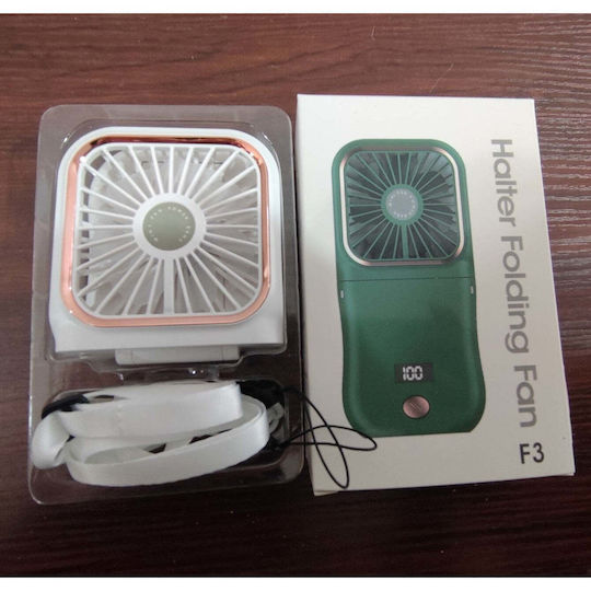 Portable Flippy Fan 3 In 1 Handheld Neck Desk 16.7 X 8 X 1.9 Cm 3 Speed Levels Usb Charging Foldable Digital Display Phone Holder White