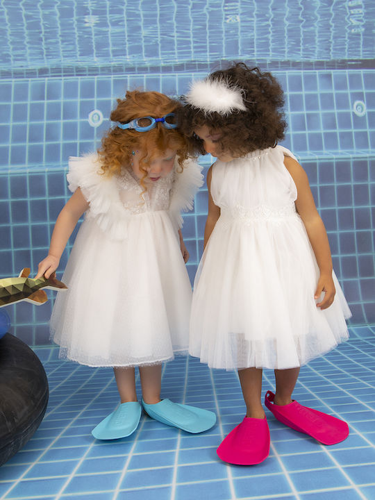 Bambolino Emma White Baptism Clothing Set with Hair Accessories & Dress made of Tulle 2pcs