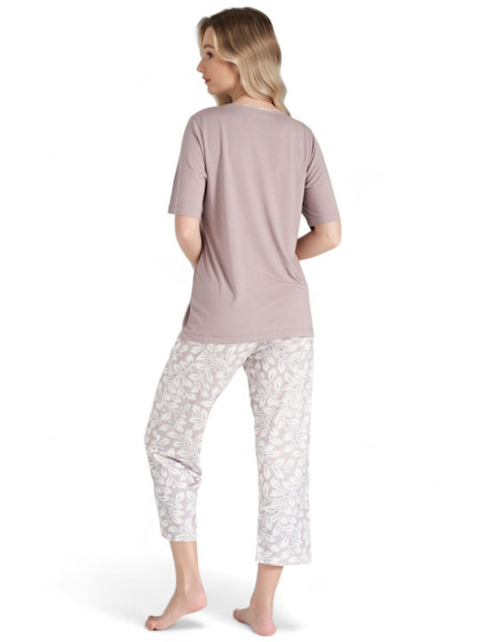 Pijadore Sommer Damen Pyjama-Set Lila