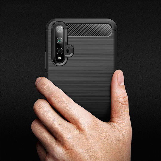 Techsuit Brushed Carbon Back Cover Σιλικόνης Μαύρο (Huawei Nova 5T / Honor 20)