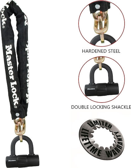 Master Lock 90cm Motorcycle Chain Lock Motorcycle Chain Lock with 10mm Pin in Black