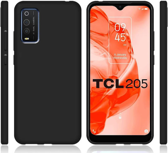 Umschlag Rückseite Gehärtetes Glas / Silikon Set mit Glas Transparent (TCL 205)
