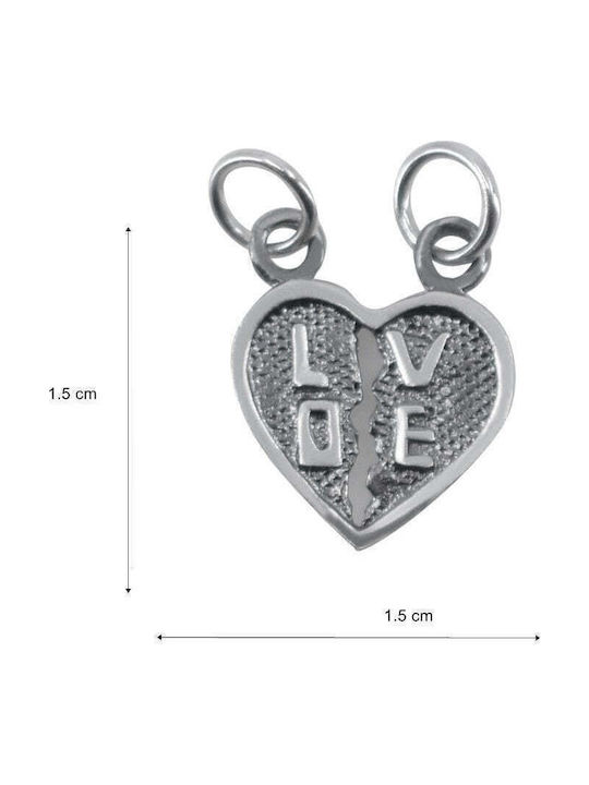 Pandantiv Jolie Argint Sterling 925 Model Două Jumătăți de Inimă 1.1 G 1.5 X 1.5 Cm