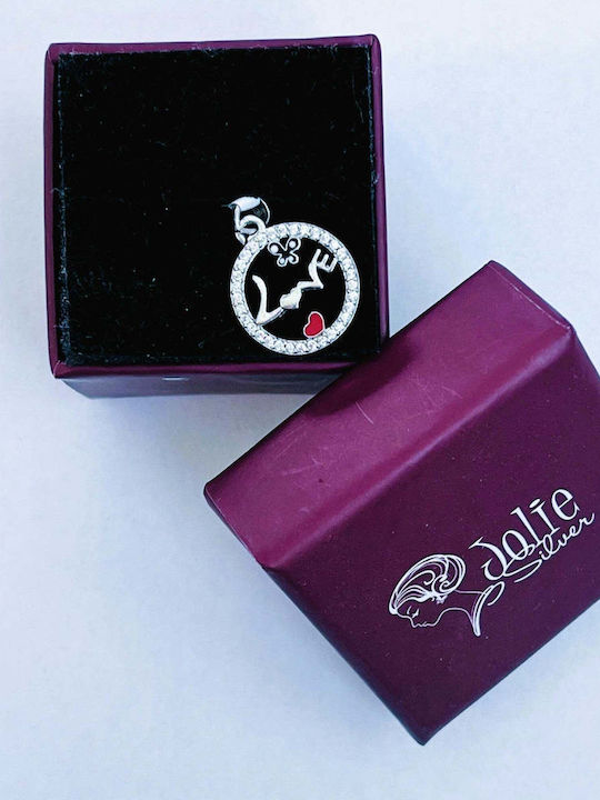 Pendant in 925 Silver Jolie Silver Love Model Heart Butterfly 15 x 15 mm 1.1 g