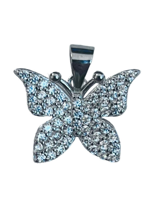 Anhänger Jolie Silber Silber 925 Schmetterlingsmodell Rhodium Steine Zirkonia 18 x 15 mm 2,3 g