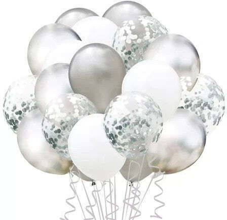Set 15 baloane de petrecere Flippy alb argintiu 30 cm