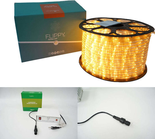 Țeavă luminată 2400 Becuri 220V Alb cald cu Programe 100m IP65