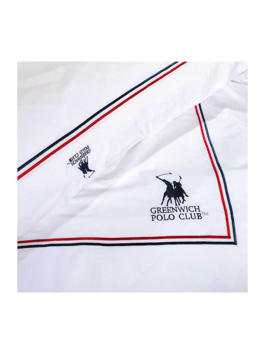 Greenwich Polo Club Bettbezug-Set Baumwolle Übergröße mit 2 Kissenbezügen 220x240 2173 White